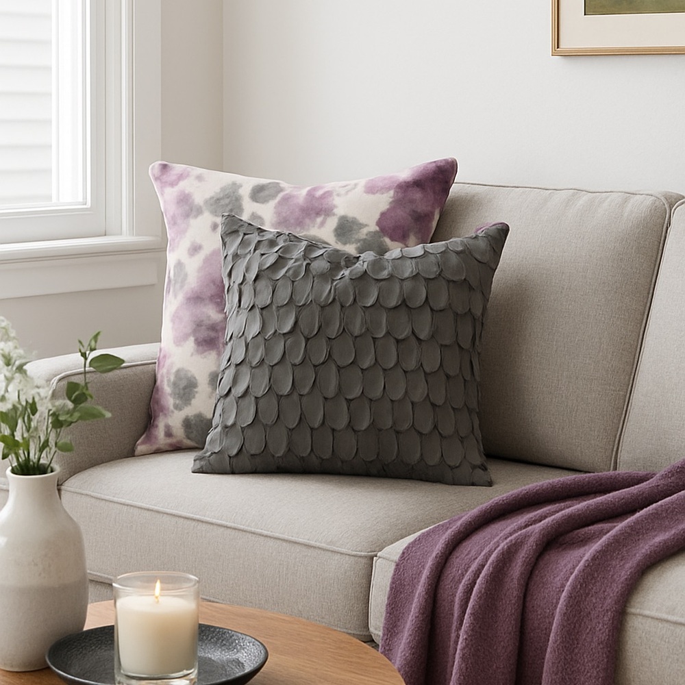 Cushion Cover - Gray 3D Leaf Throw Pillow Cover – Gray | 18x18”